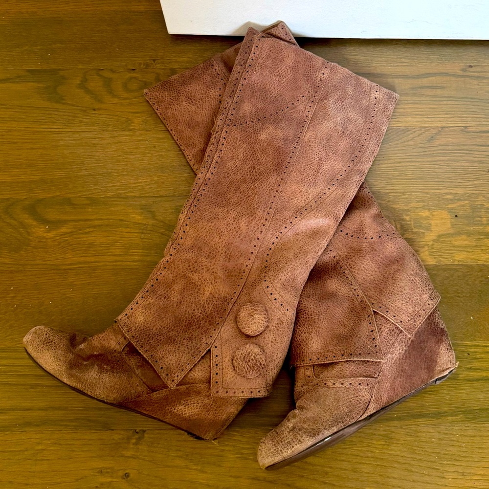 Not Rated Brown Heeled Boots with Slouchy Design